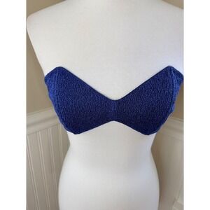 Roseanna Blue Metallic Textured Bandeau Top Size 40 Small Medium Summer Festival